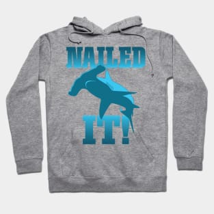 Funny Skateboarder Stuff - Faded Nailed It Hammerhead Shark graphic Hoodie